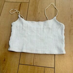 White Ribbed Women's Top